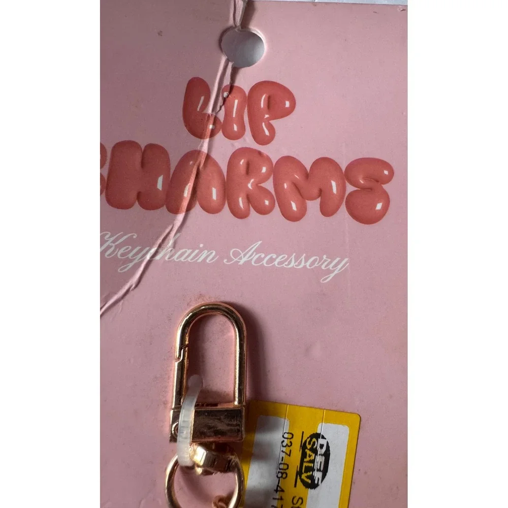 Line Modern Lip Charm Keychain Tomato Rose Gold Tone with Punch Tool LB1LCK2